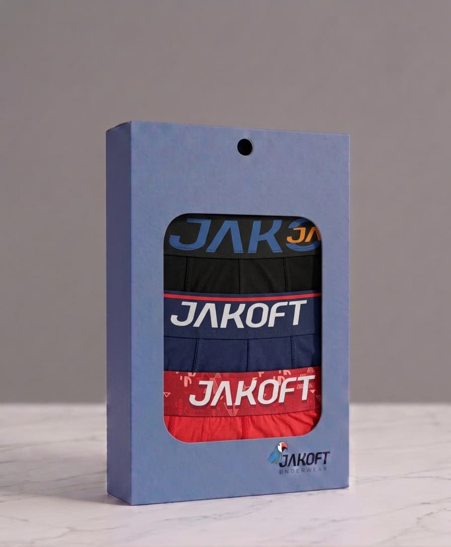 Jakoft Classics- Premium Pamuklu Likralı Erkek Boxer 3 Adet Siyah Lacivert Kırmızı Renk - 2